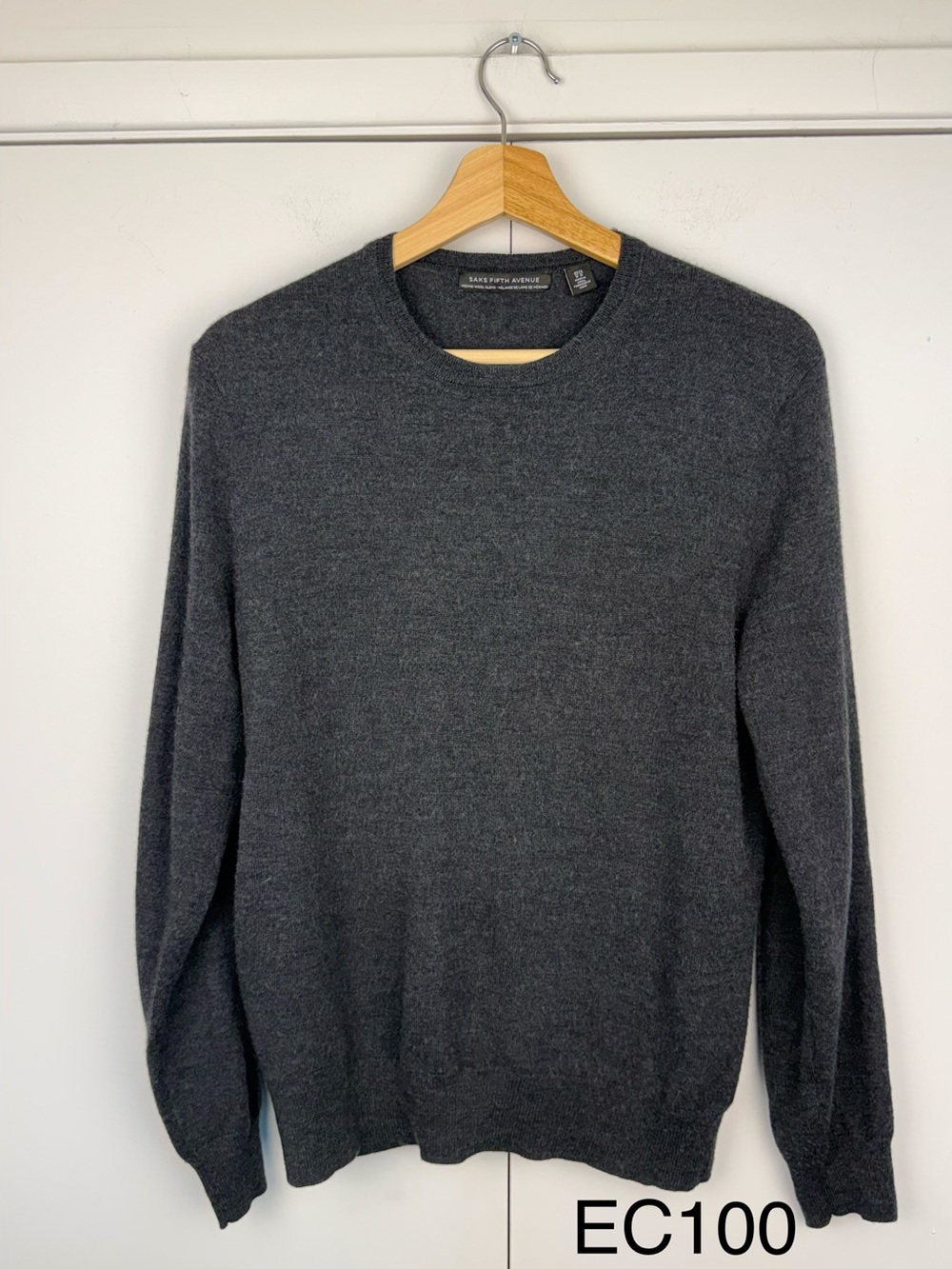 Saks Fifth Avenue Men's Merino Wool Blend Crewneck Sweater Gray M